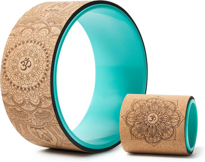Cork Roller, Yoga Wheel, Upgraded Back Wheels for Pain Relief & Stretching