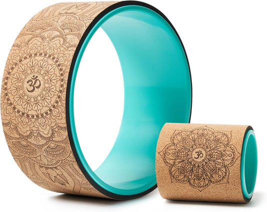 Cork Roller, Yoga Wheel, Upgraded Back Wheels for Pain Relief & Stretching