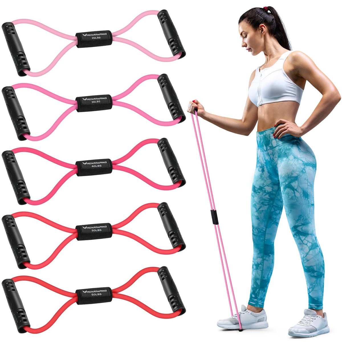 Resistance Bands with Handles, Figure 8 Fitness Bands, Exercise Bands Set