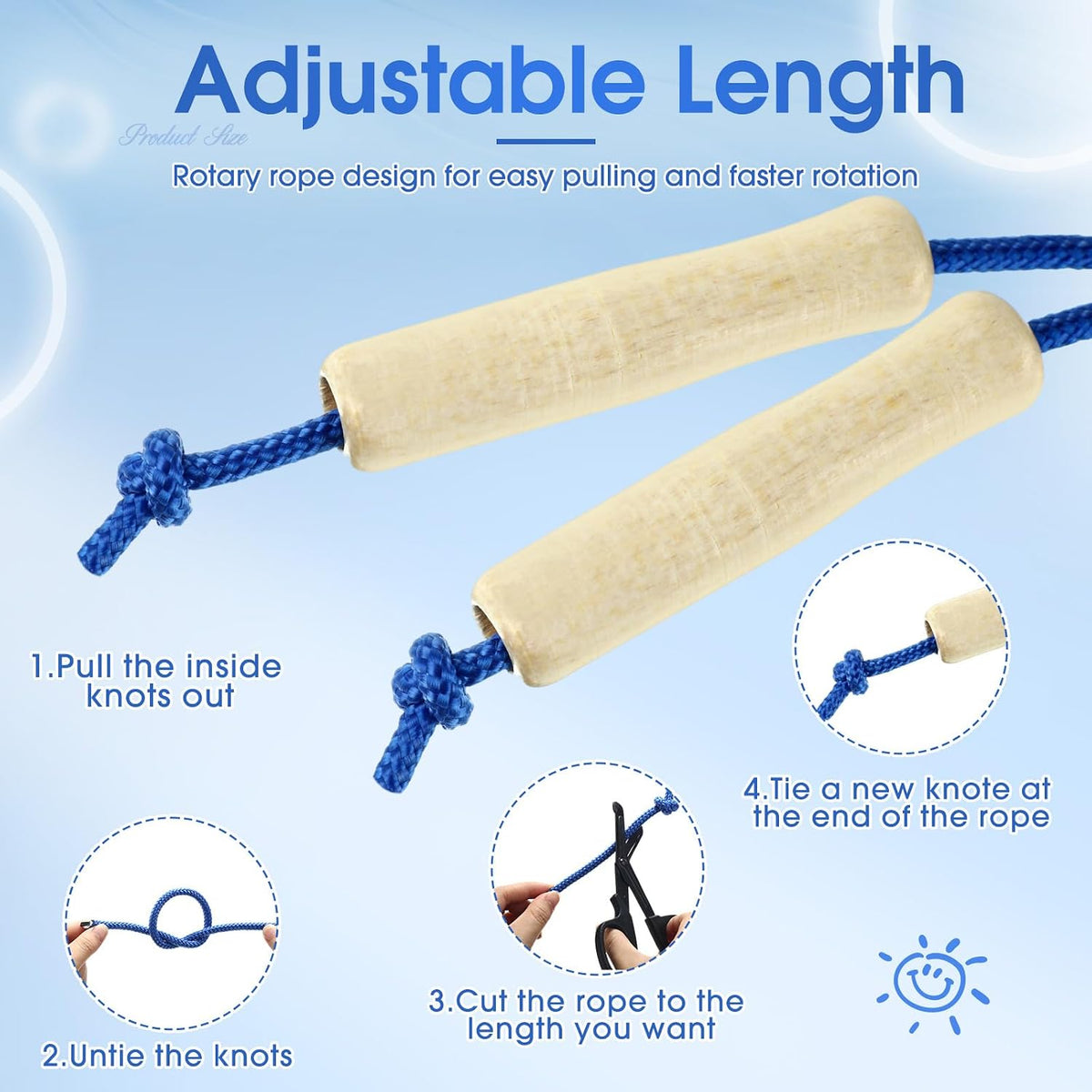 8.53 FT Jump Ropes for Kids Adults Adjustable Cotton Skipping Rope with Wooden Handle for End of The School Training Multiplayer Double Dutch Jump Rope Exercise Outdoor Fun School Sport Gift