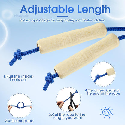 8.53 FT Jump Ropes for Kids Adults Adjustable Cotton Skipping Rope with Wooden Handle for End of The School Training Multiplayer Double Dutch Jump Rope Exercise Outdoor Fun School Sport Gift
