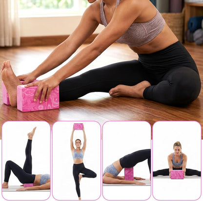 4Pack Yoga Blocks, High-Density 9"x6"x3" Non-Slip EVA Foam Bricks for Pilates, Stretching & Meditation