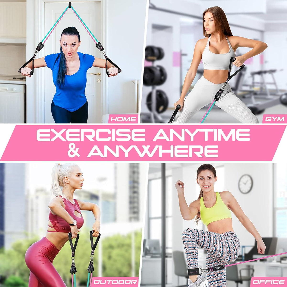 Resistance Bands with Handles, 5 Level Exercise Bands, 150LBS Workout Bands