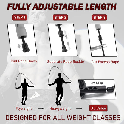 Damage Fight Gear Boxer Speed Rope, Lightweight PVC Skipping,Jumping Rope, Non-Slip PVC Plastic Handles and Matte Coated Tangle-Free Jump Rope for Boxing, MMA, Martial Arts