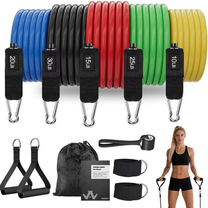 WHATAFIT Resistance Bands, 5 Level Exercise Bands with Handles for Workout