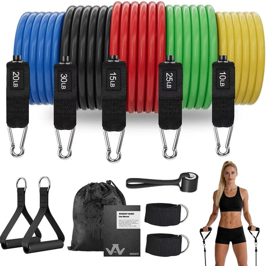 WHATAFIT Resistance Bands, 5 Level Exercise Bands with Handles for Workout