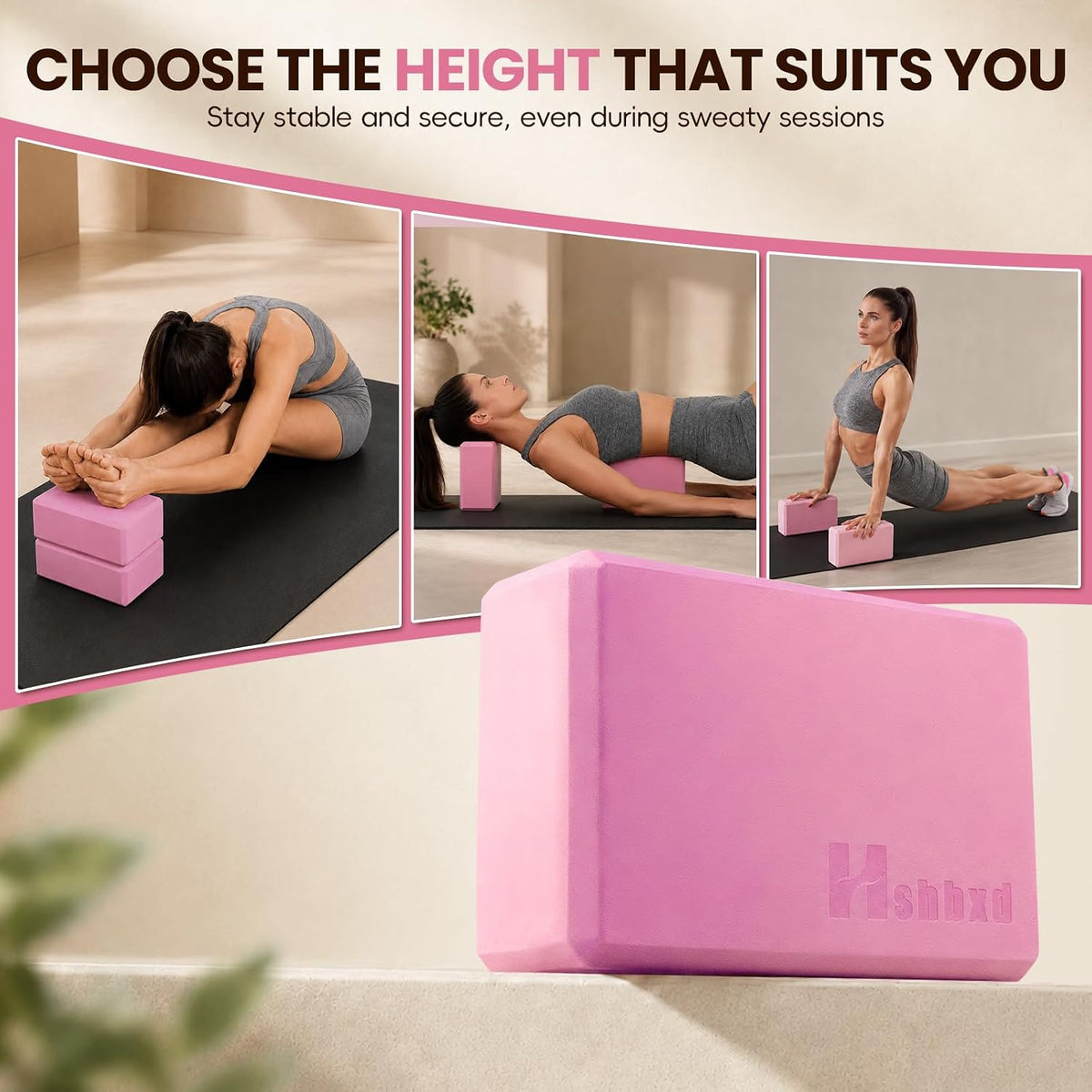 2 Pcs Yoga Blocks, High Density EVA Foam, Non-Slip, 9x6x3"