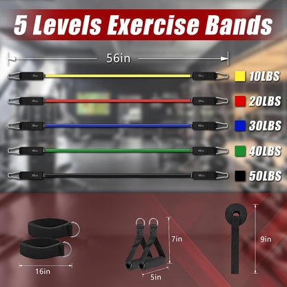 Resistance Bands with Handles, 5-Level Exercise Bands with Handles