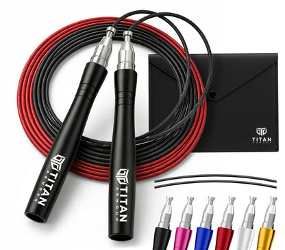 Titan Armour® Speed Rope - Professional Self-Locking & Adjustable, Adult Speed Jump Ropes for Fitness | 2 x Steel Ropes, Cable Protector & Travel Case | Jump Rope Crossfit, Boxing, Fitness MMA for Men & Women