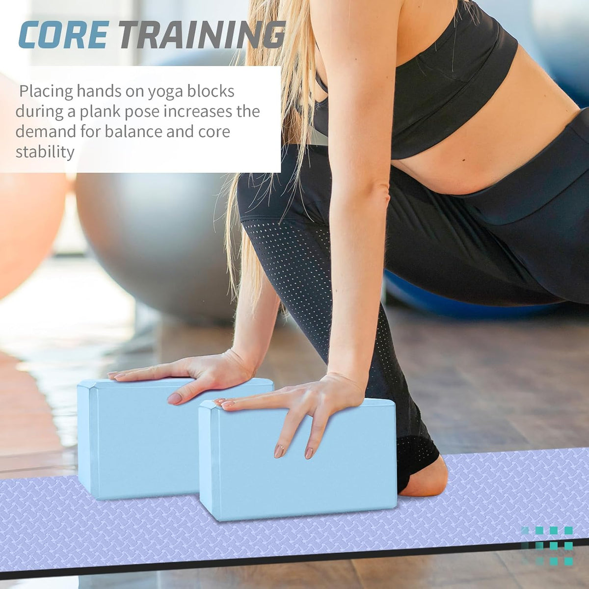 biguphate 2 Pack Yoga Blocks, 3"x6"x9" Beveled Edges Non-Slip, Yoga Bricks
