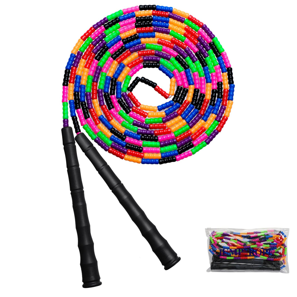 Double Dutch Jump Rope Long Jump Rope 16 FT 1 Pack/2 Pack, Adjustable Soft Beaded Diy Jump Rope for Kids Adult Long Enough for 5-6 Jumpers