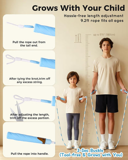 YUEDONG Ultra-Soft Beaded Jump Rope with Tangle-Free TPE Beads for Kids