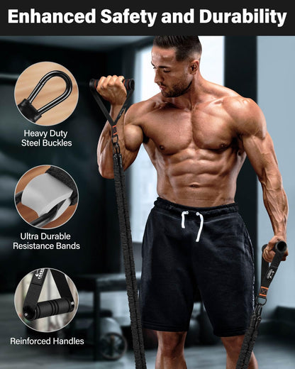 Resistance Bands, Exercise Bands, Resistance Bands for Working Out, Pull Up Assistance Bands, Work Out Bands with Handles for Men and Women Fitness, Strength Training Equipment
