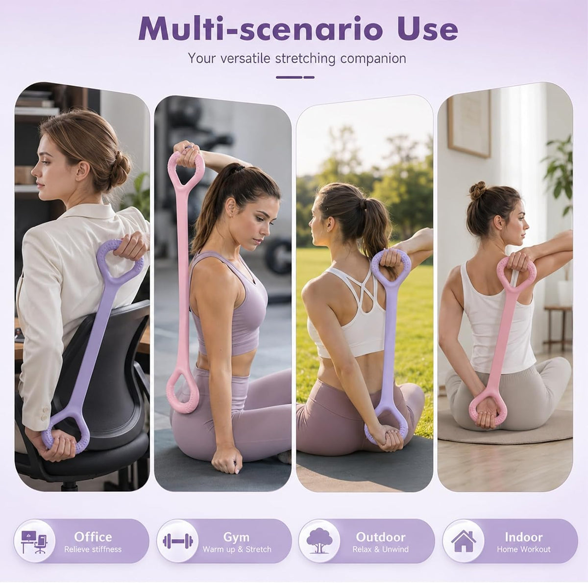 3Pcs Figure 8 Resistance Bands with Handles, Elastic Pull Rope for Home Workout, Yoga, Pilates, Posture Correction & Physical Therapy