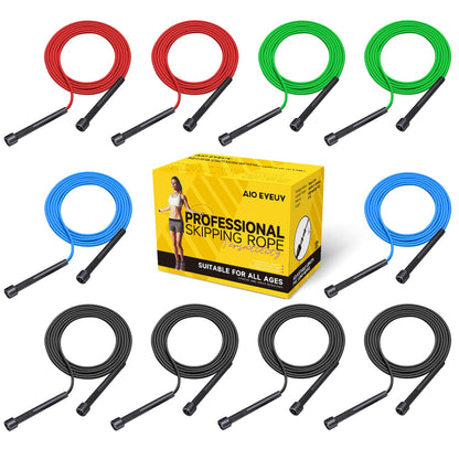 10 Pack Adjustable Jump Rope for Fitness and Exercise - PVC Skipping Rope for Men, Women and Teens - Tangle-Free for Keeping Fit, Training, Workout