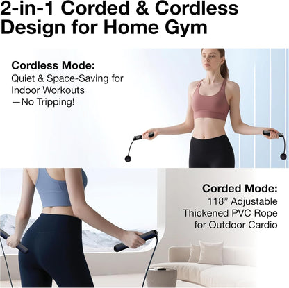 Cordless Gravity Jump Rope, Smart Jump Rope with Counter for Gym, Fat Burning & Calorie Burn, APP Data Analysis, Home Workout Equipment for Women ＆ Men