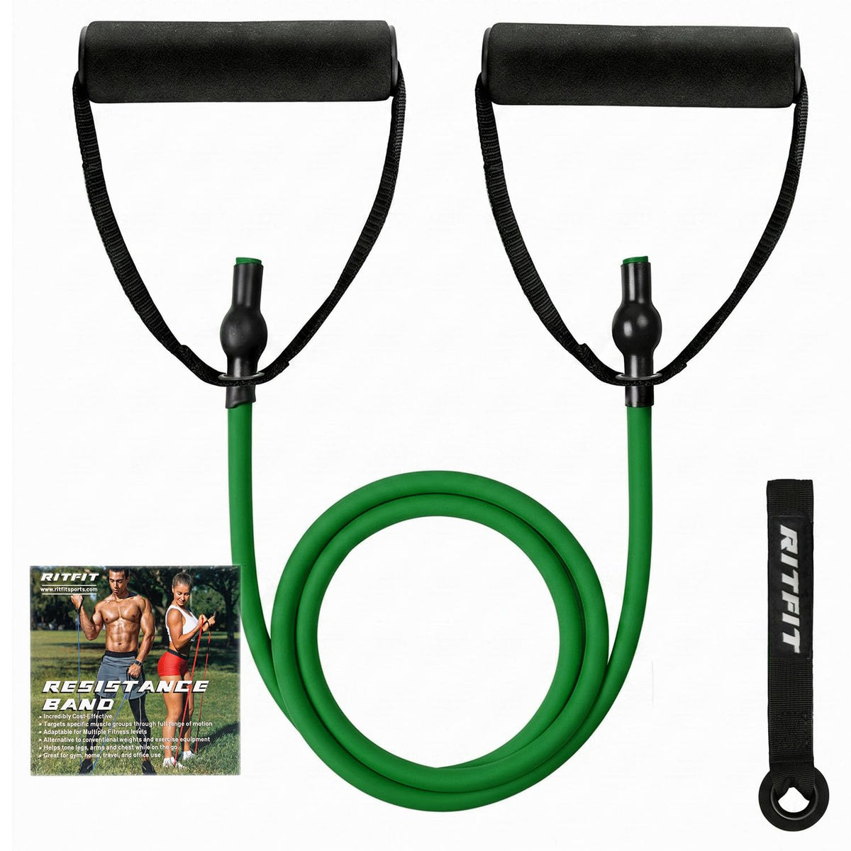 RitFit Single Resistance Bands with Handles Door Anchor for Home Gym