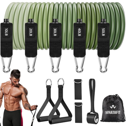 WHATAFIT Resistance Bands with Handles, 150 lb Exercise Bands Set