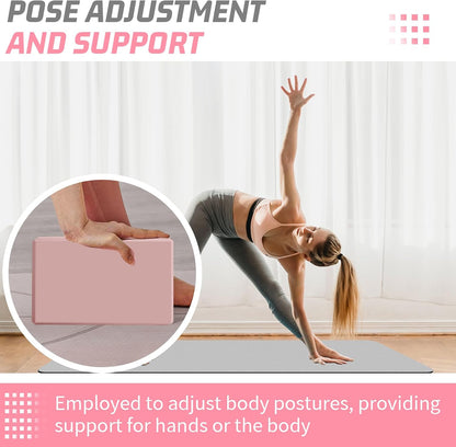 Yoga Blocks 2 Pack 3x6x9IN Foam Block Latex-Free with Stretch Band