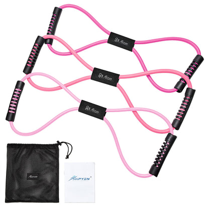HPYGN Resistance Bands, Figure 8 Exercise Bands for Women Men, 8 Shaped Resistance Bands for Arms, Chest Expander, Yoga Gym Fitness Pulling Rope 8 Word Elastic for Exercise Muscle Training Tubing