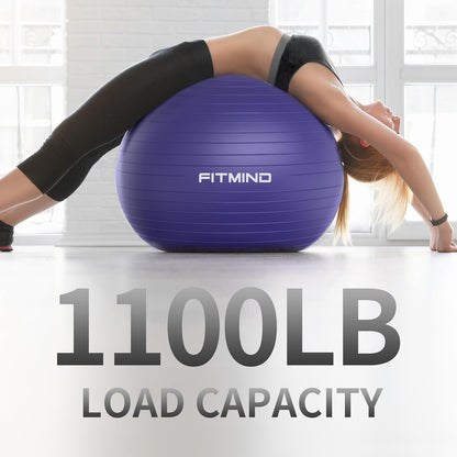 FITMIND_ Extra Thick Exercise Ball Yoga Ball 22in/26in/30in for Workout Pregnancy Stability,Anti-Burst and Slip Resistant Swiss Ball with Pump for Yoga, Pilates, Fitness,Birthing,Physical Therapy