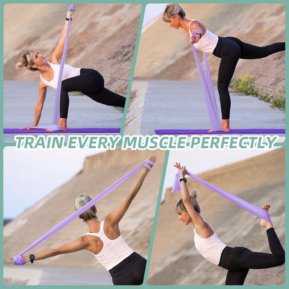 Stretch Bands for Exercise, 5 Levels Resistance Bands for Working Out, Exercise Bands for Physical Therapy, Pilates, Rehab, Stretch, Strength Training and Yoga Starter Set