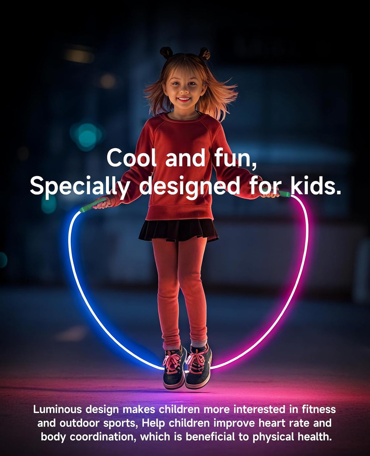 LED Light Up Jump Rope for Kids – Glow, Rechargeable, Exercise