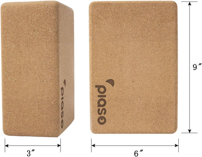 Cork Yoga Block 2 Pack for Pilates, Non-Slip & High Density Blocks