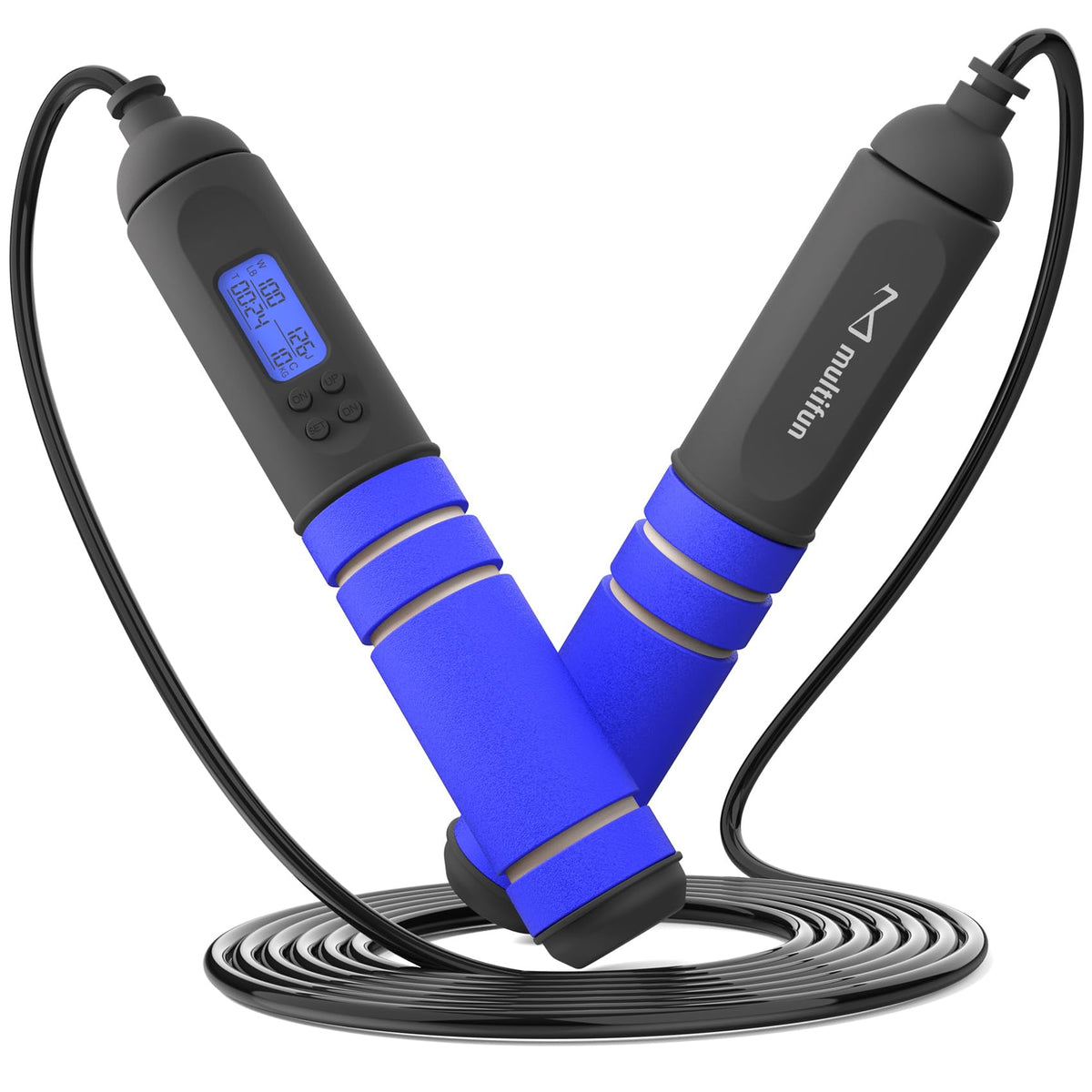 multifun Smart Digital Jump Rope with Counter - Weighted Speed Skipping Rope for Fitness, CrossFit & Double Unders - 1/3 CoG Balance, Anti-Slip Handles for Men Women(2026 New Evolution for 3-Sec Fast Swap)