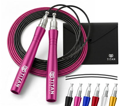 Titan Armour® Speed Rope - Professional Self-Locking & Adjustable, Adult Speed Jump Ropes for Fitness | 2 x Steel Ropes, Cable Protector & Travel Case | Jump Rope Crossfit, Boxing, Fitness MMA for Men & Women