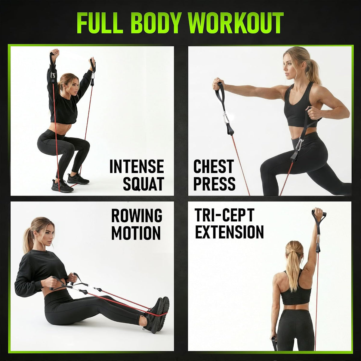 Resistance Bands with Handles, 150 lbs Premium Natural Latex - Set of 5
