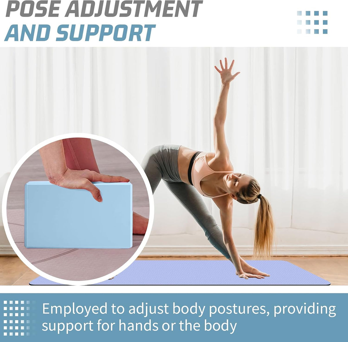 biguphate 2 Pack Yoga Blocks, 3"x6"x9" Beveled Edges Non-Slip, Yoga Bricks