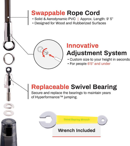 Buddy Lee Jump Ropes Rope Master Original Ball Bearing Jump Rope, 9” HD Plastic Handles. Perfect Jump Rope for Fitness, CrossFit Gym, Endurance Jumping, Cross Overs, Extreme Jumping
