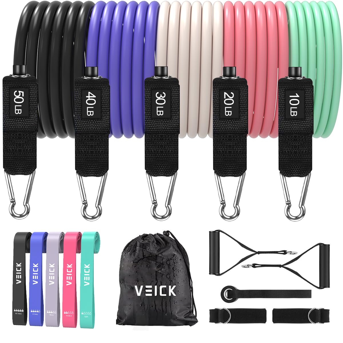 VEICK Resistance Bands with Handles, Exercise Tube Bands Set for Workouts
