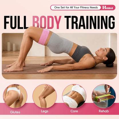 Fabric Resistance Band Set with Exercise Guide, 3 Levels for Hip and Glute