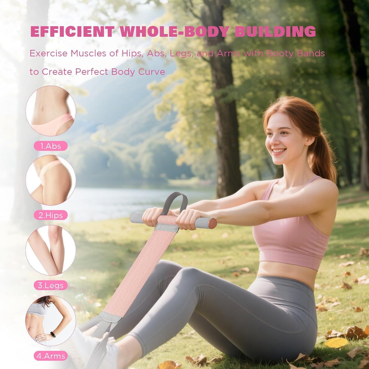Fitness Resistance Band with Handles&Non-Slip Pedall, Fabric Exercise Bands