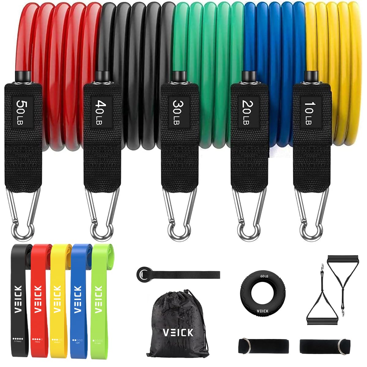 VEICK Resistance Bands with Handles, Exercise Tube Bands Set for Workouts