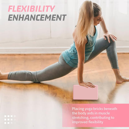 Yoga Blocks 2 Pack 3x6x9IN Foam Block Latex-Free with Stretch Band