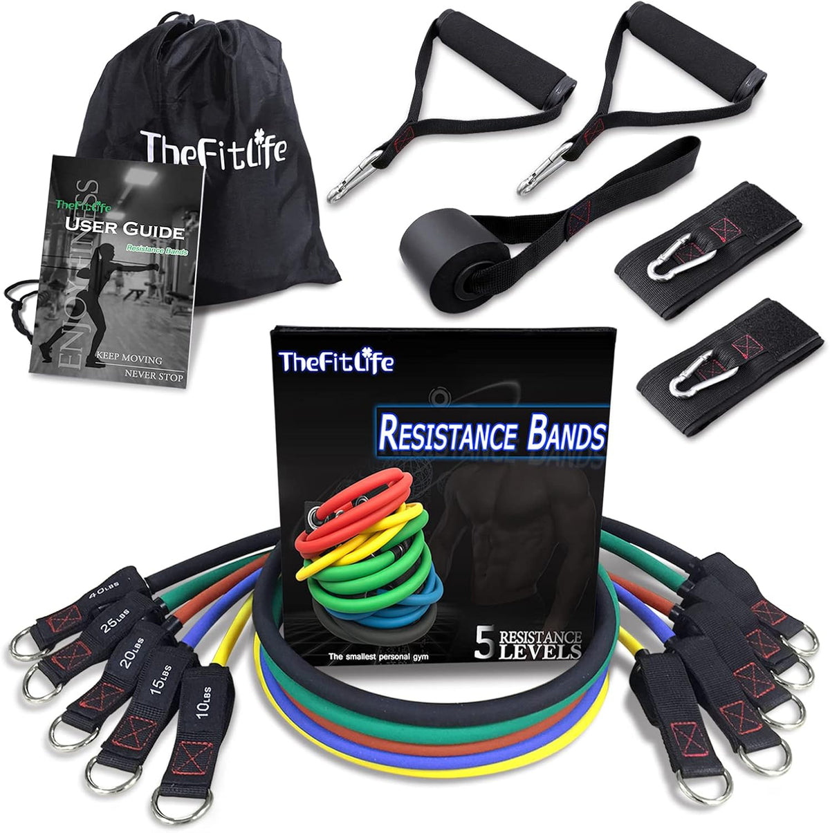TheFitLife Resistance Bands Set with Handles, Door Anchor and Ankle Straps
