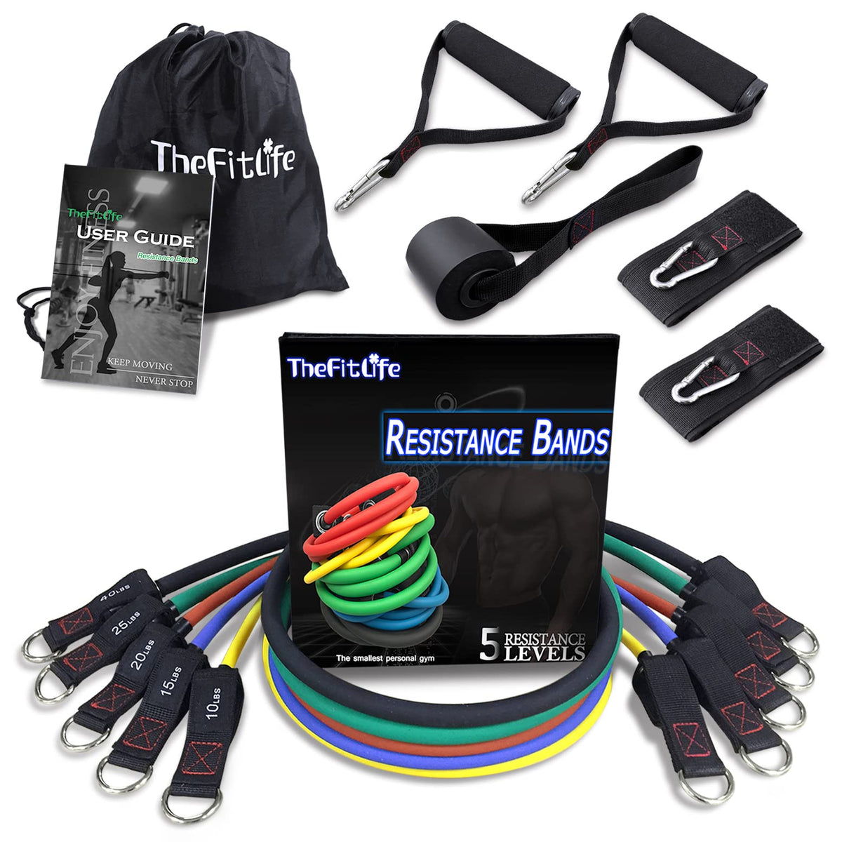 TheFitLife Resistance Bands Set with Handles, Door Anchor and Ankle Straps