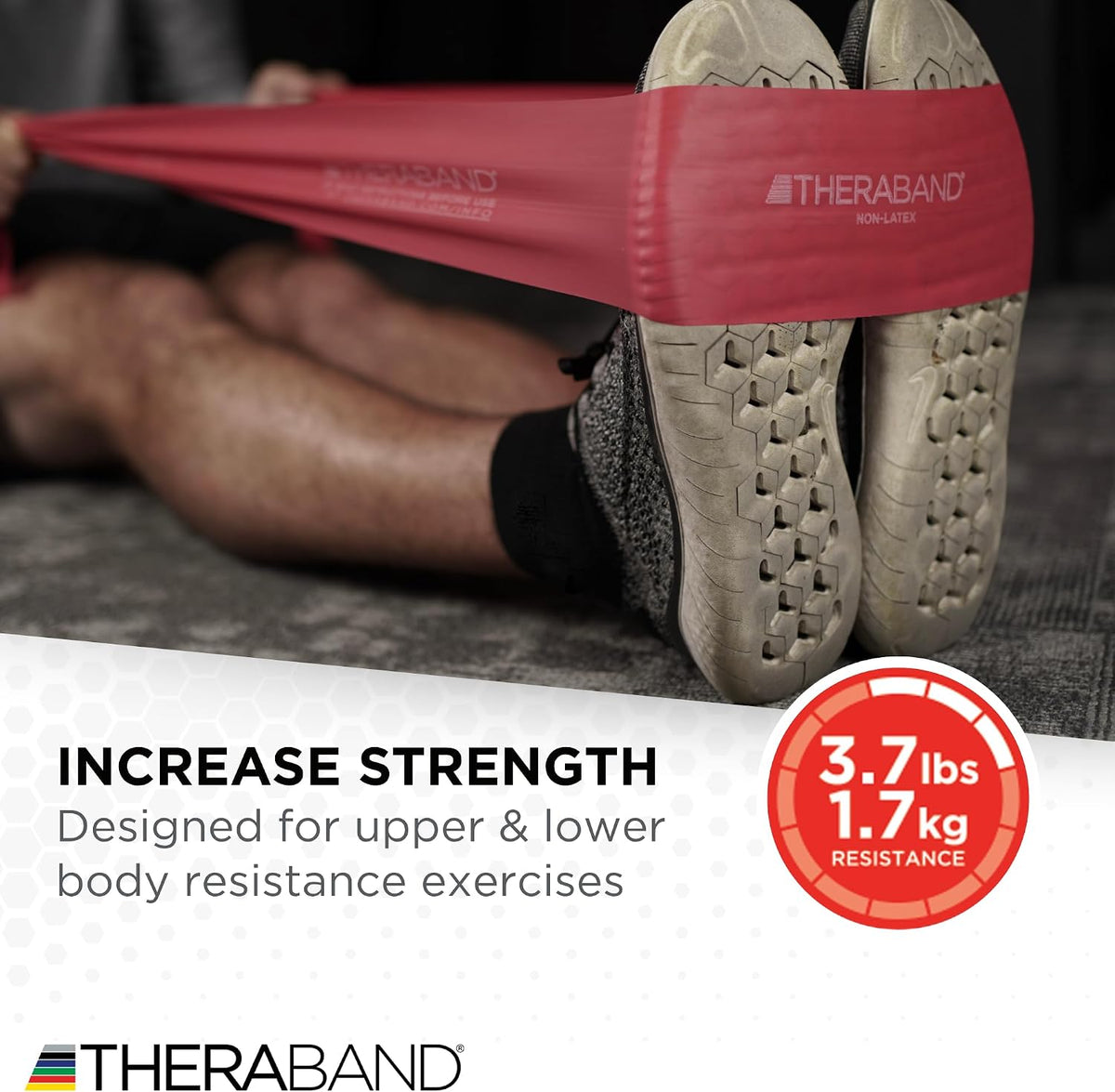 THERABAND Resistance Bands Set, Elastic Bands for Exercise & Physical Therapy, Strength Training for Upper & Lower Body Fitness
