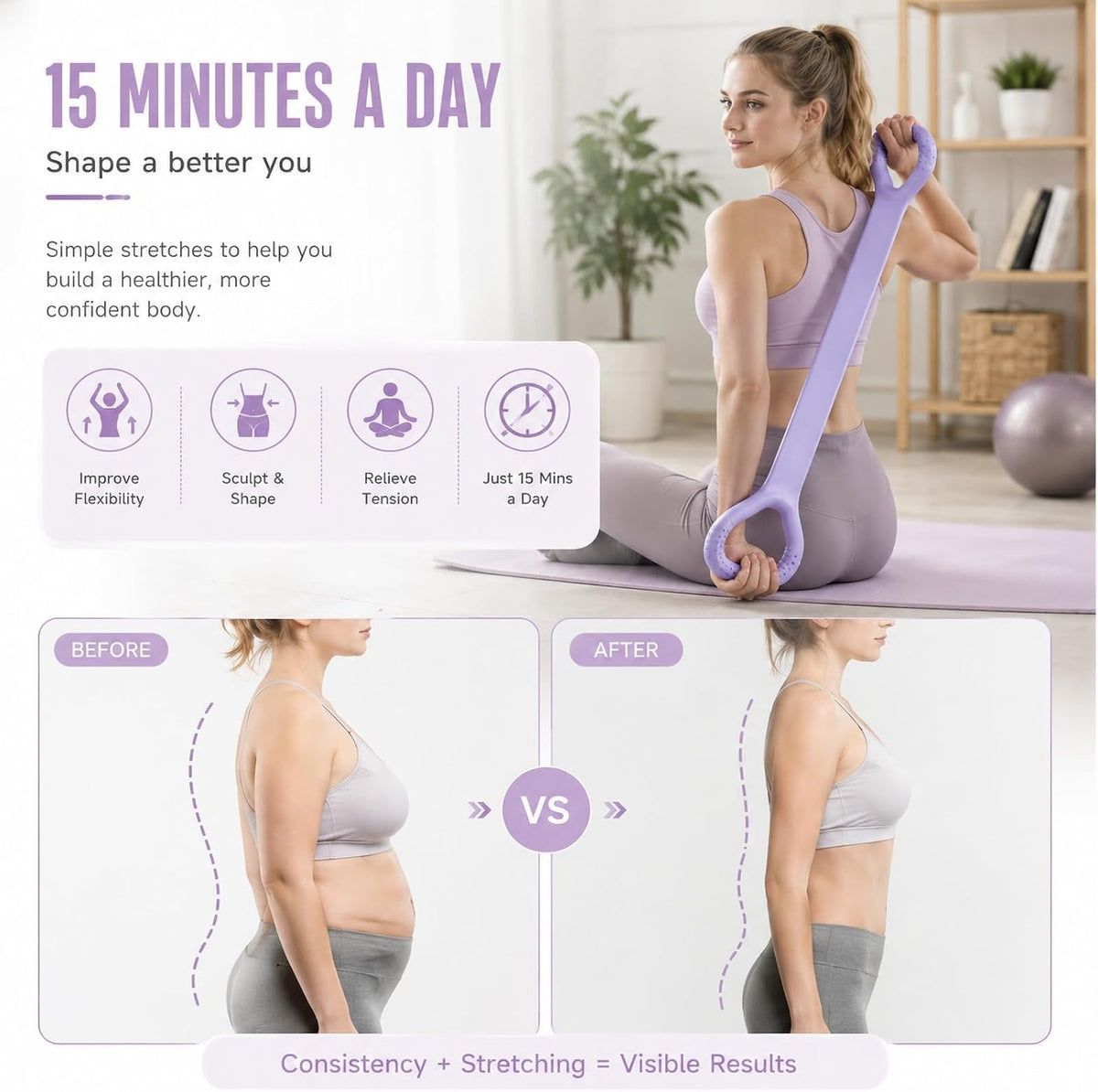 3Pcs Figure 8 Resistance Bands with Handles, Elastic Pull Rope for Home Workout, Yoga, Pilates, Posture Correction & Physical Therapy