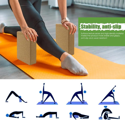 Cork Yoga Blocks, Natural Cork, High Density with Non Slip Surface, Eco-Friendly Accessories for Women, Ideal for Yoga, Pilates, Stretching…