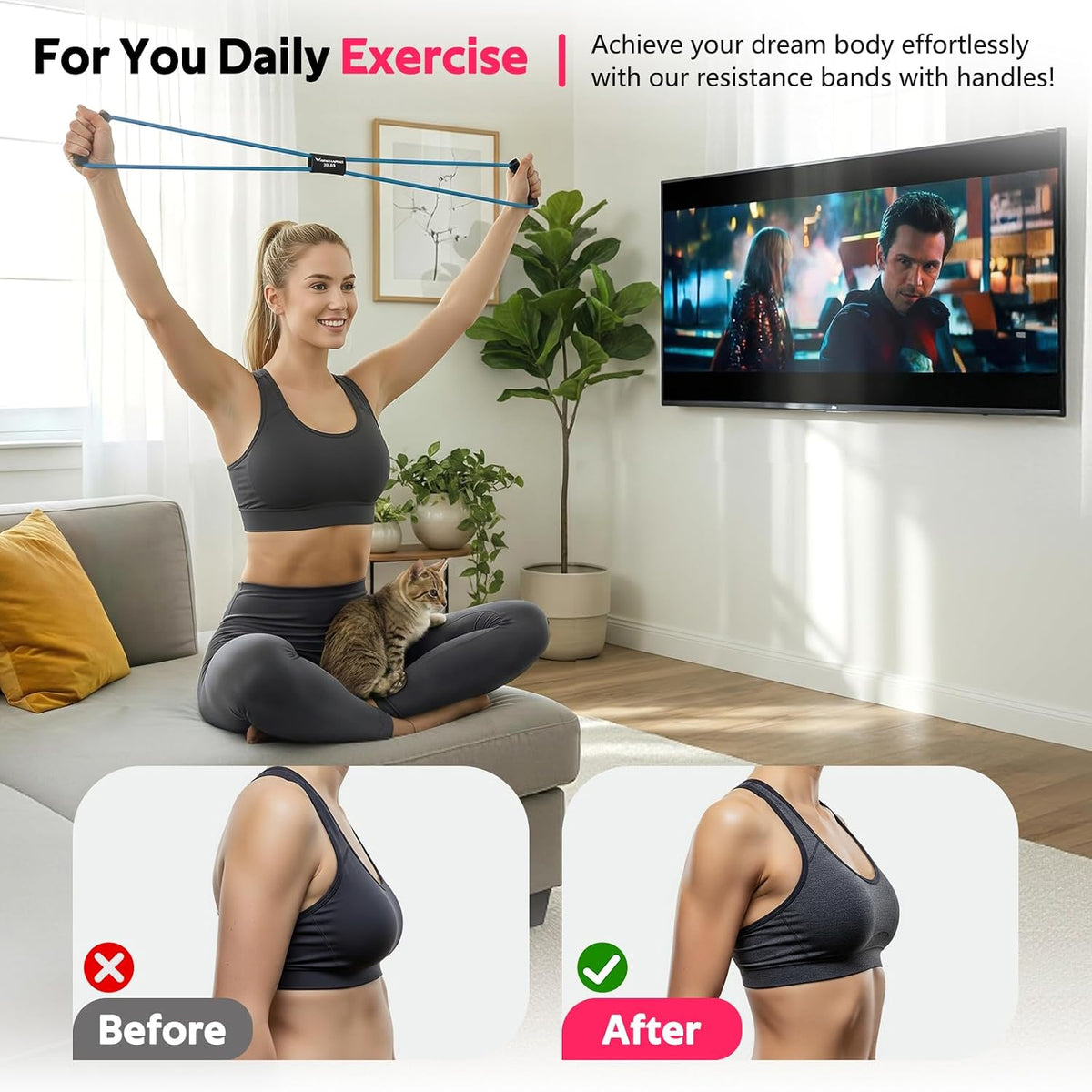 Resistance Bands with Handles, Figure 8 Fitness Bands, Exercise Bands Set