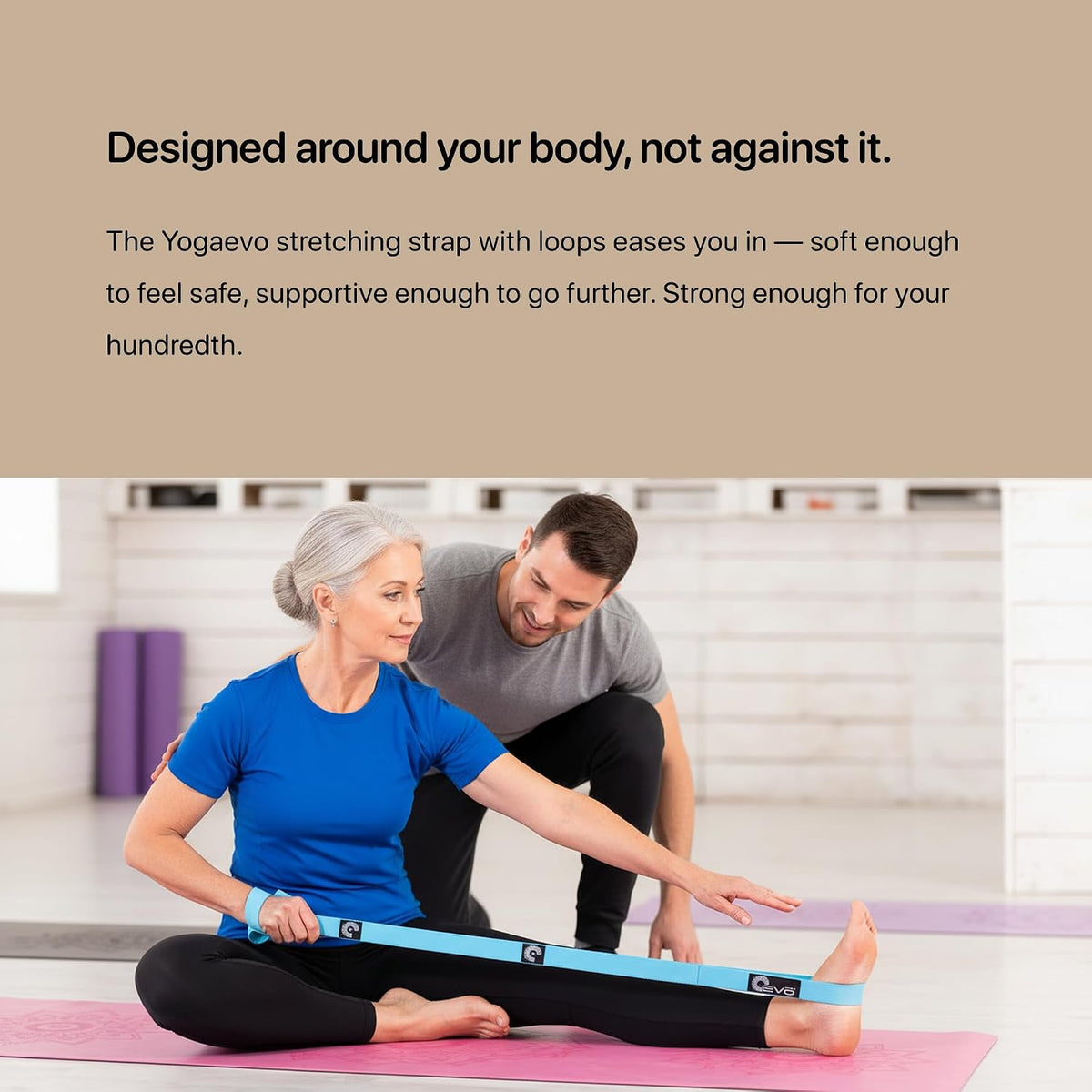 Yogaevo Elastic Stretching Strap With Loops For Physical Therapy