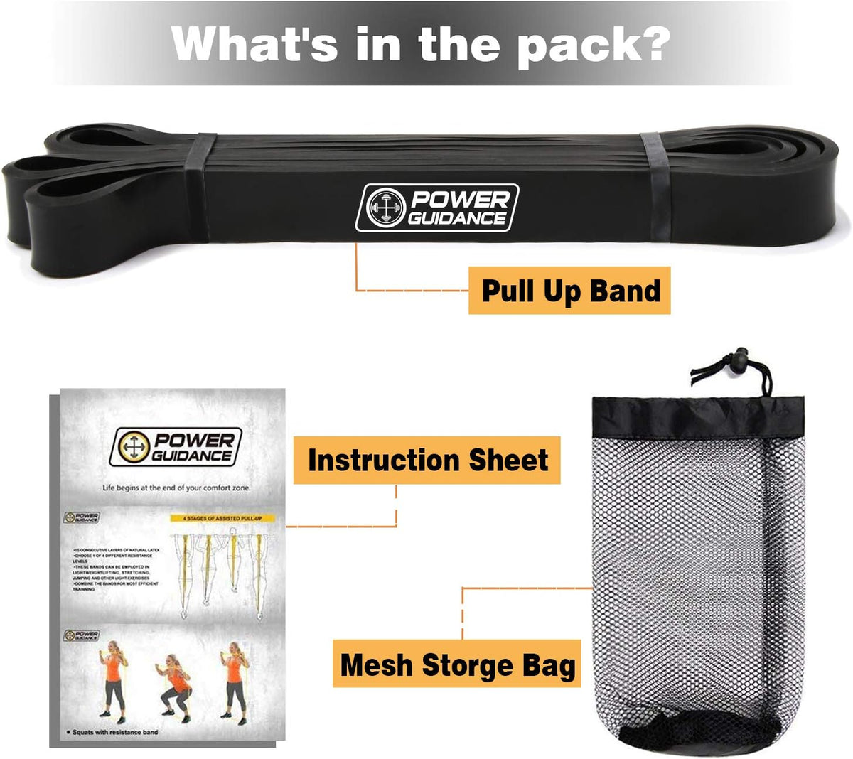 POWER GUIDANCE Pull Up Assist Bands - Stretch Resistance Band - Mobility Band - Powerlifting Bands - by Perfect for Body Stretching, Powerlifting, Resistance Training