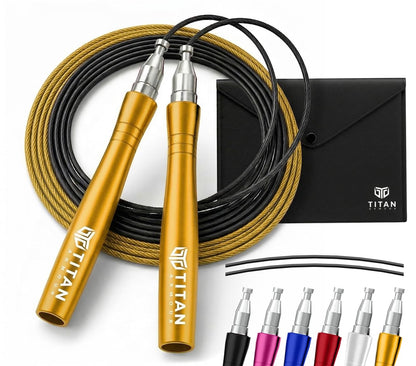 Titan Armour® Speed Rope - Professional Self-Locking & Adjustable, Adult Speed Jump Ropes for Fitness | 2 x Steel Ropes, Cable Protector & Travel Case | Jump Rope Crossfit, Boxing, Fitness MMA for Men & Women
