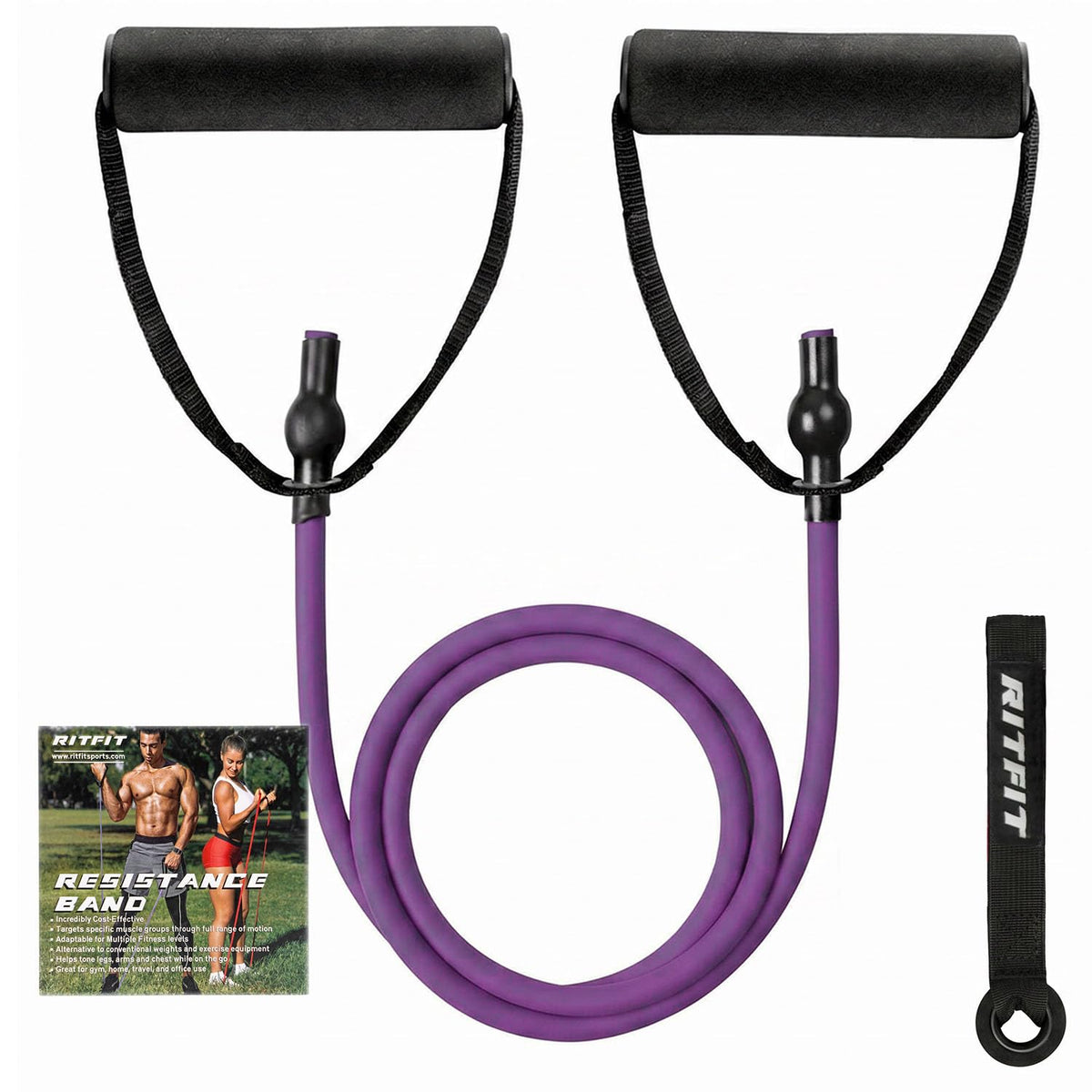 RitFit Single Resistance Bands with Handles Door Anchor for Home Gym