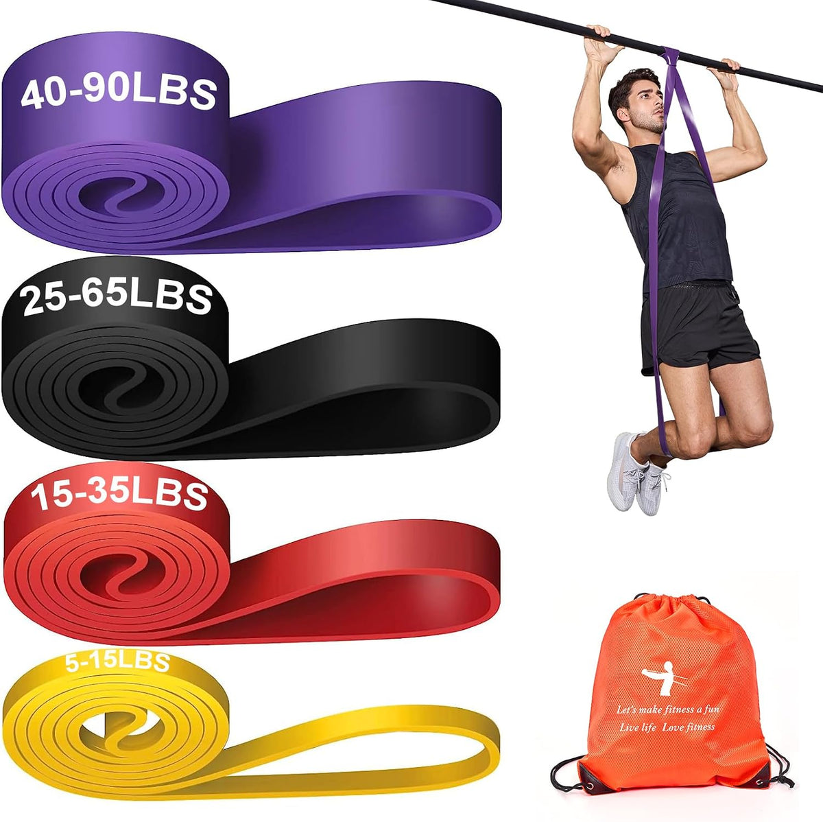 Pull Up Assistance Bands Set, Long Resistance Bands for Working Out
