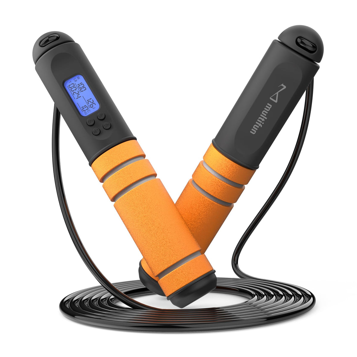 multifun Smart Digital Jump Rope with Counter - Weighted Speed Skipping Rope for Fitness, CrossFit & Double Unders - 1/3 CoG Balance, Anti-Slip Handles for Men Women(2026 New Evolution for 3-Sec Fast Swap)